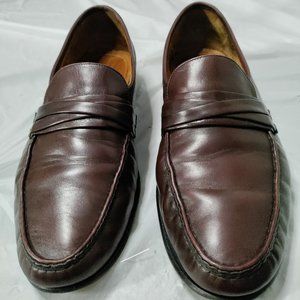 Allen Edmunds Bergamo Burgundy Made in Italy Luxury Men's Dress Loafers Size 14D